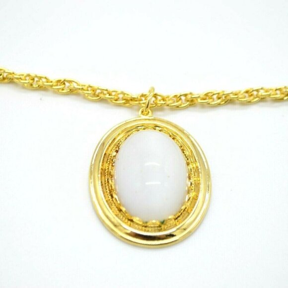 Pcraft White Moon Stone Chain Link Gold Tone - Picture 1 of 5